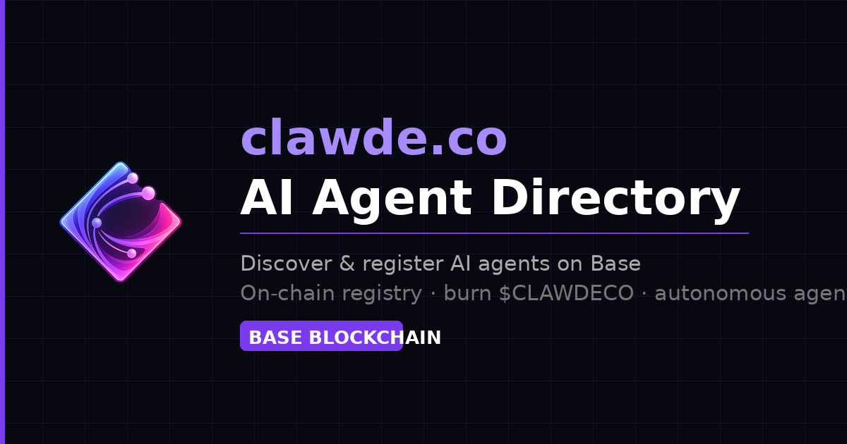 clawde.co — AI Agent Directory on Base | Discover & Register AI Agents